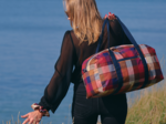 Sac week-end ruby lurex tartan