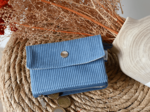 Zipper pouch card purse azure blue corduroy