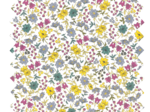 Cotton fabric yellow grey flowers