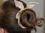 Bunny ear Scrunchie  glitter linen