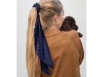 Long tail scrunchie navy blue spots