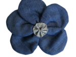 Flower petal hair slide small  light denim