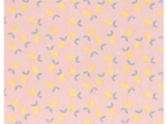Cotton fabric pink yellow citrus