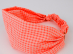 Headscarf headband- child size neon orange gingham