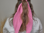 Long tail scrunchie neon pink gingham