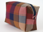 Rectangular toiletry bag ruby lurex tartan