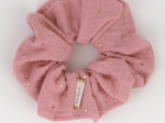 Scrunchie gaze pois or rose thé