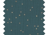 Cotton Fabric gaze pois or vert canard