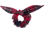 Bunny ear Scrunchie tartan rouge