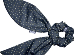 Short tail scrunchie navy gold star