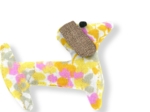 Basset hound hair clip mimosa jaune rose