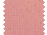 Cotton fabric ex2268 gaze pois or rose foncé