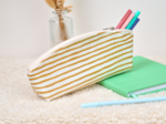 Pencil case rayé or blanc