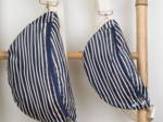 Small banana bag striped  ivory navy