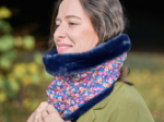 Adult Fur scarf snood hippie fleurie