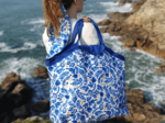 Tote bag with a zip passion bleue