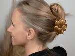 Large Flower Hair Clip lacquered gold