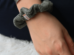 Small scrunchie khaki corduroy
