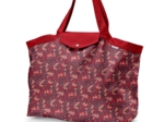 Tote bag with a zip vermilion foliage
