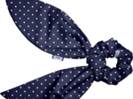 Short tail scrunchie navy blue spots