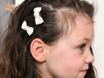 Small bows hair clips white sequined