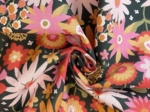 Cotton fabric ex2569 orange green flower