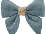 Mini bow tie clip gaze pois or bleu gris