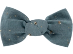 Small bow hair slide gaze pois or bleu gris