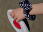Scrunchie striped  ivory navy
