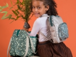 Children rucksack fleuri kaki
