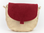 Flap of small shoulder bag burgundy large corduroy