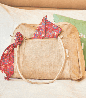 Tote bag feuillage or rose